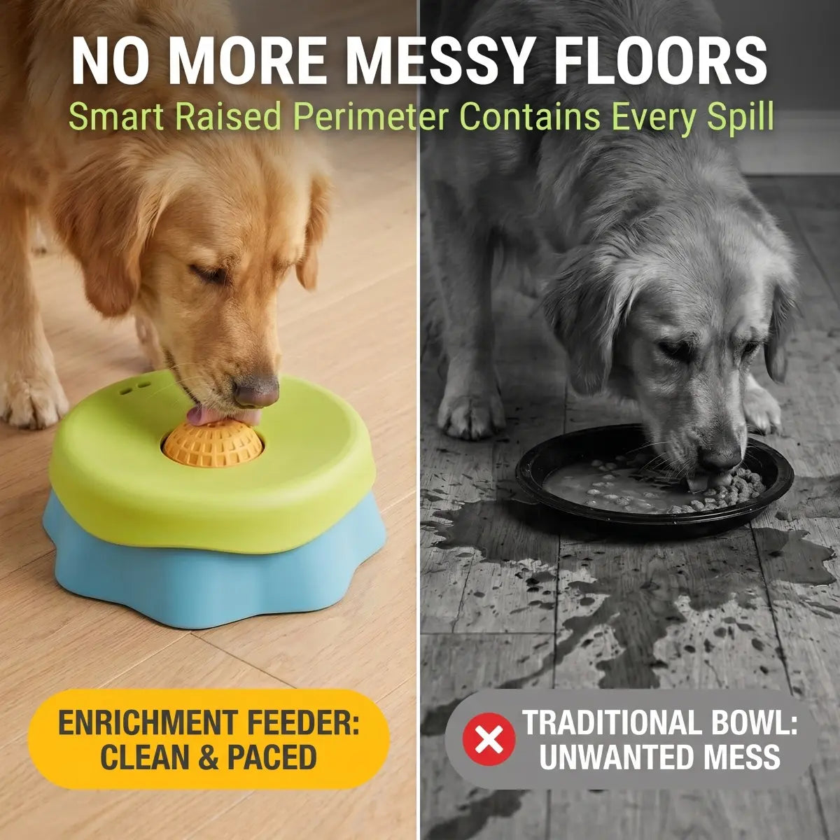 Silicone Dog Neater Feeder - Interactive Liquid Slow Feeder Bowl with Anti-Slip Base, 2-In-1 Versatility, Spill-Proof Platter & Rolling Ball for Yogurt, Peanut Butter Enrichment Treats, 1 Bowl Camping Pet Accessory