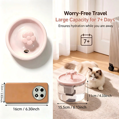 Cat Water Fountain Dispenser, Transparent Design, Quiet Operation, Usb-Powered, Recirculating Filter, Indoor Cat Drinking Fountain