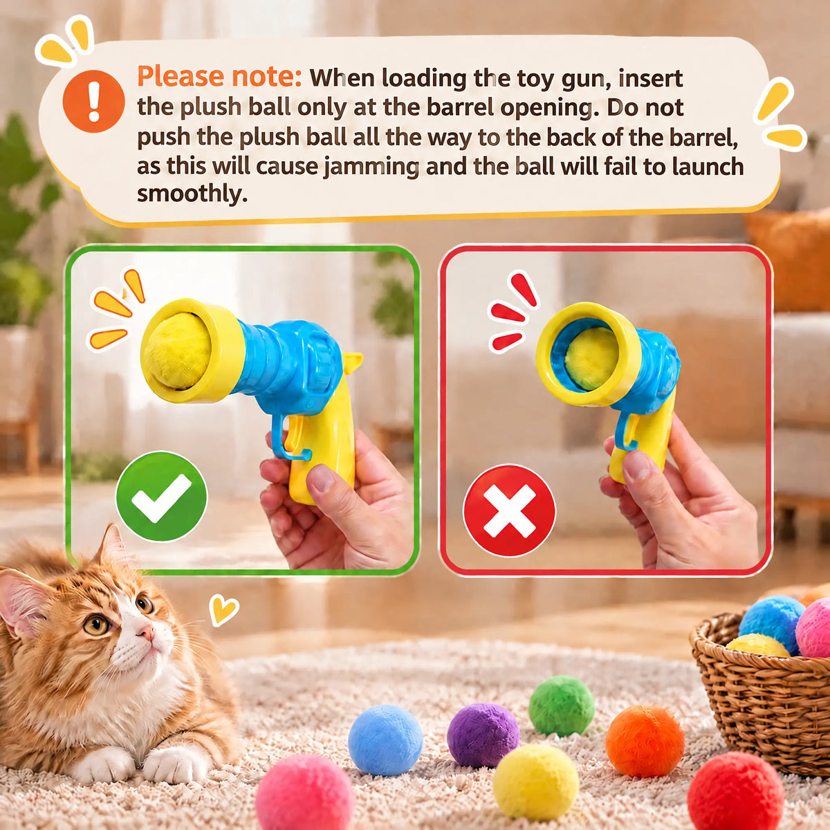 Cat Ball Launcher Toy, Interactive Cat Toys for Indoor Cats, 1 Launcher + 30 Soft Pom Pom Balls, No Batteries Needed, Plush Ball Shooter for Bored Indoor Adult Cats Kittens,Great Cat Lover Gift