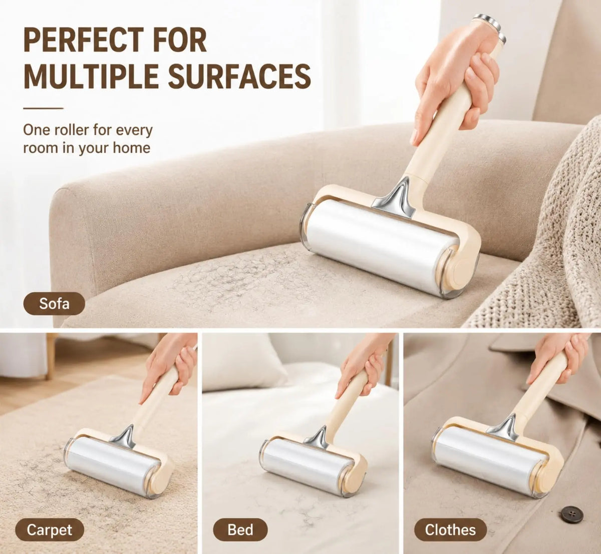7In Portable Reusable Lint Roller for Pet Hair Removal - Sticky Roller, Fur Removal Tool, Fabric-Safe, Strong Adhesive, Easy-To-Clean Handle, Compact Deep Cleaning for Cats/Dogs (Adhesive Paper Included)