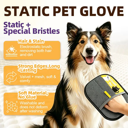 Cassiel-Pet Pet Hair Removal Gloves, Cat&Dog Grooming Gloves, Pet Hair Remover Tool, Electrostatic Hair Cleaner, Reusable Glove for Couch, Furniture, Carpet, Car Seat