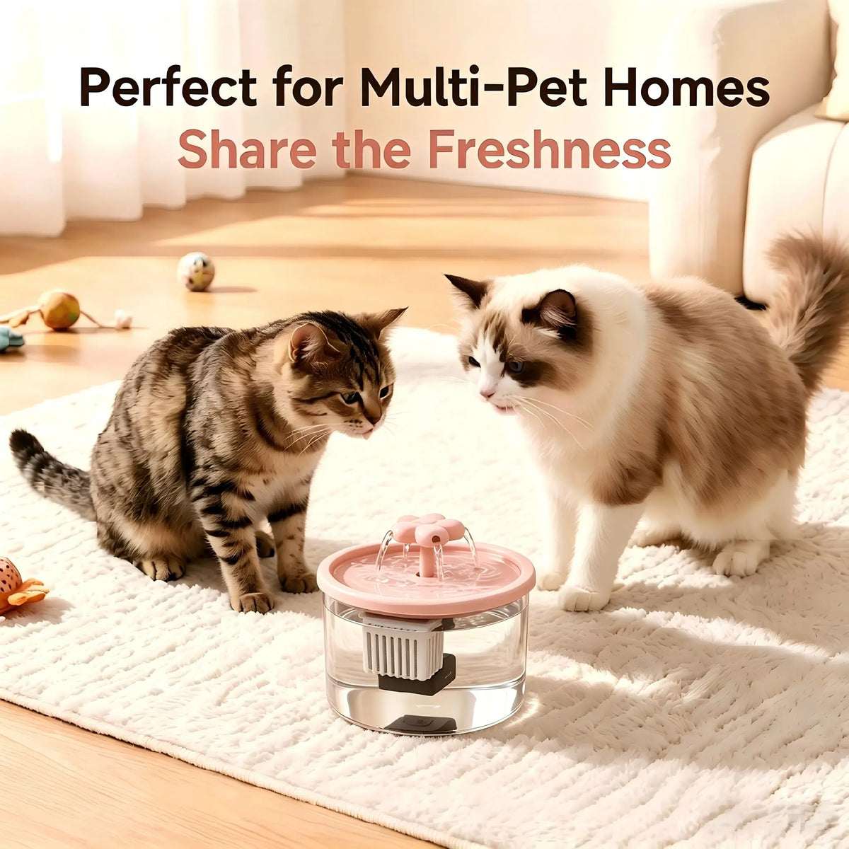 Cat Water Fountain Dispenser, Transparent Design, Quiet Operation, Usb-Powered, Recirculating Filter, Indoor Cat Drinking Fountain