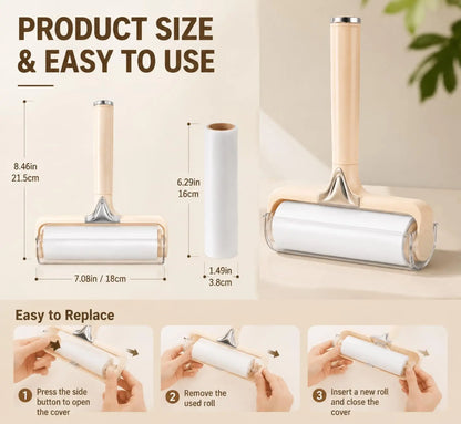 7In Portable Reusable Lint Roller for Pet Hair Removal - Sticky Roller, Fur Removal Tool, Fabric-Safe, Strong Adhesive, Easy-To-Clean Handle, Compact Deep Cleaning for Cats/Dogs (Adhesive Paper Included)